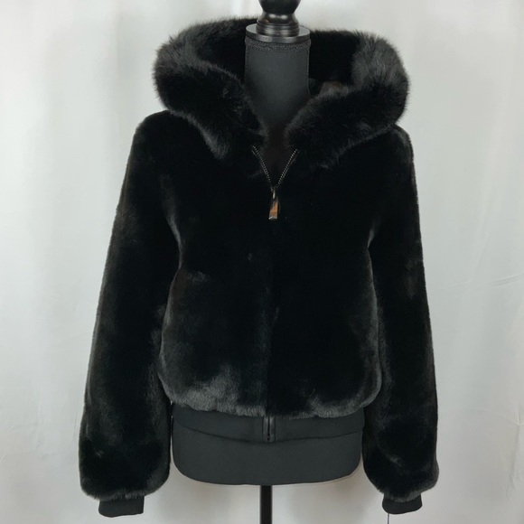 Bella Fare Jackets & Blazers - BELLE FAREFaux Fur Bomber Jacket In Black